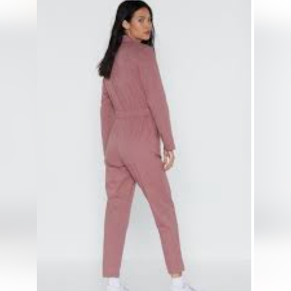 Nasty Gal Mauve Pink Boiler Suit Jumpsuit Utility  Coveralls Boilersuit Size 2 - Picture 3 of 9
